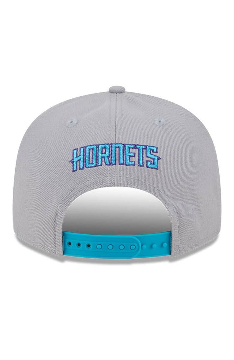 New Era Men's New Era Gray Charlotte Hornets Chenille Band 9FIFTY Snapback Hat, Alternate, color,
