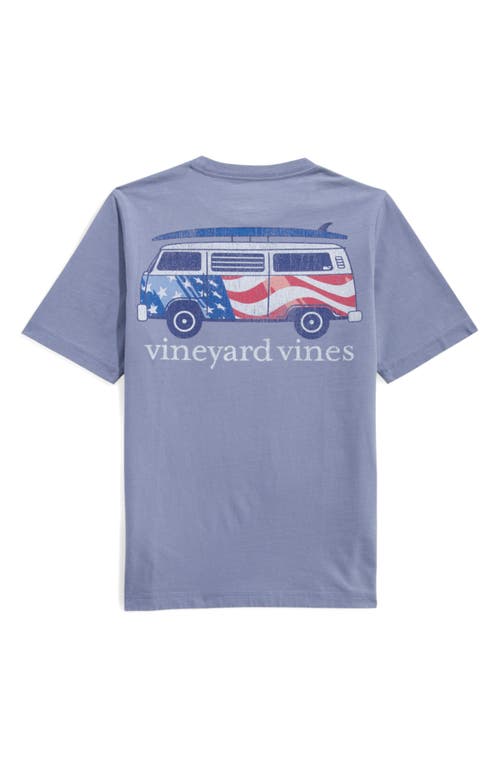 Vineyard Vines Kids' Usa Surfboard Cotton Graphic Pocket T-shirt In Blue