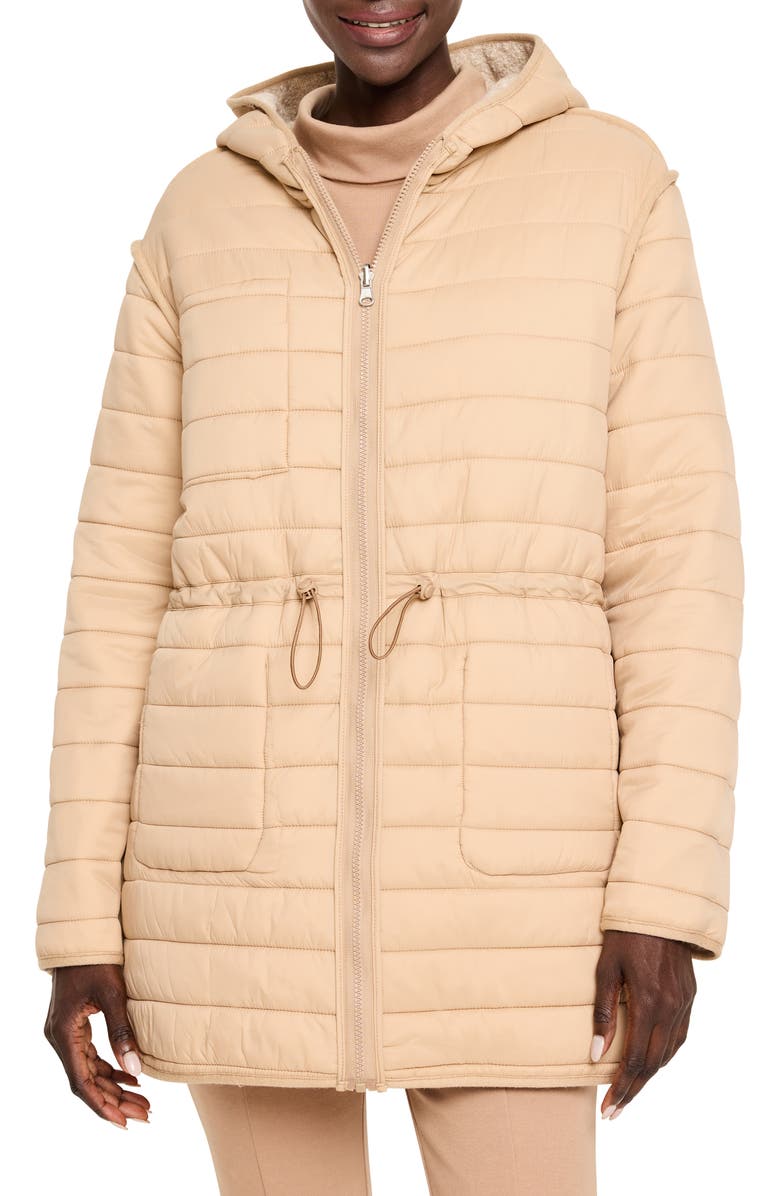 NZ ACTIVE by NIC+ZOE Hooded Quilted Reversible Coat, Alternate, color, Neutral Multi