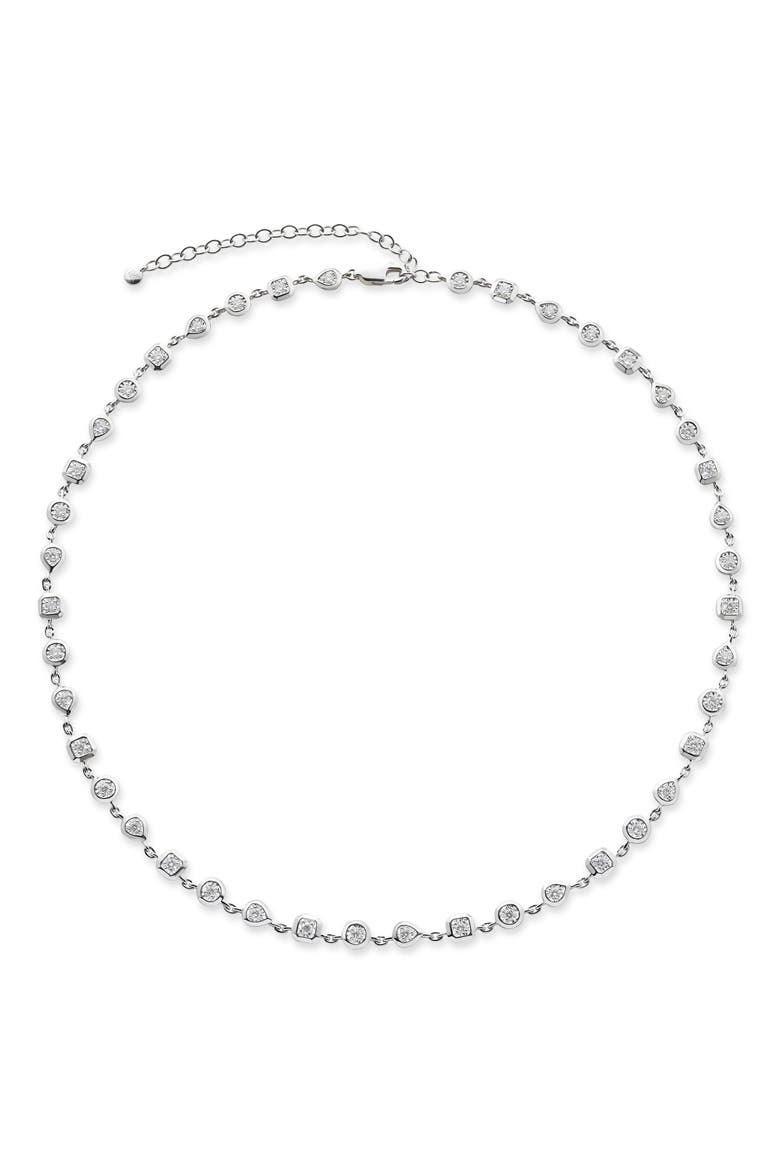 Lab Grown Diamond Bezel Necklace, Main, color, STERLING SILVER/ LAB DIAMOND