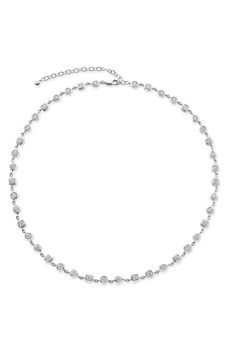 Monica Vinader Lab Grown Diamond Bezel Necklace, Main, color, Sterling Silver/ Lab Diamond