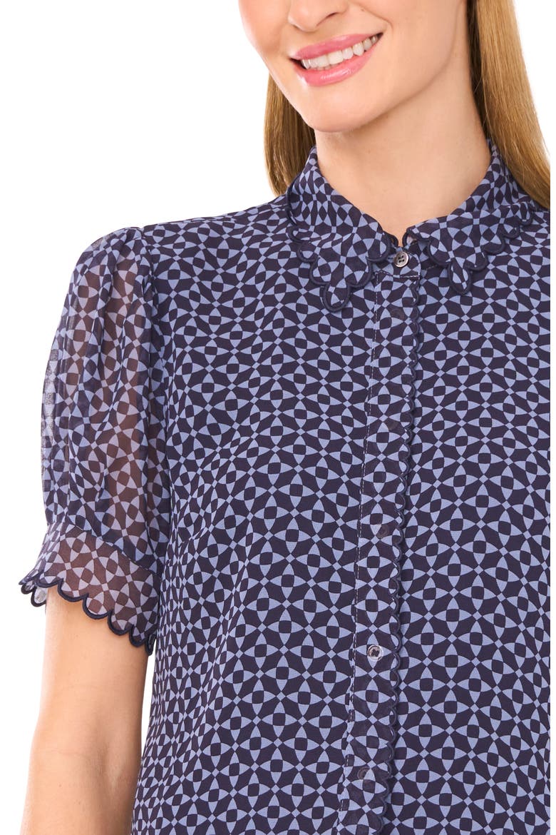 Print Scallop Shirt, Alternate, color, NIGHT HORIZON