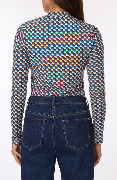 Scotch & Soda Long Sleeve Mock Neck Top In Multi