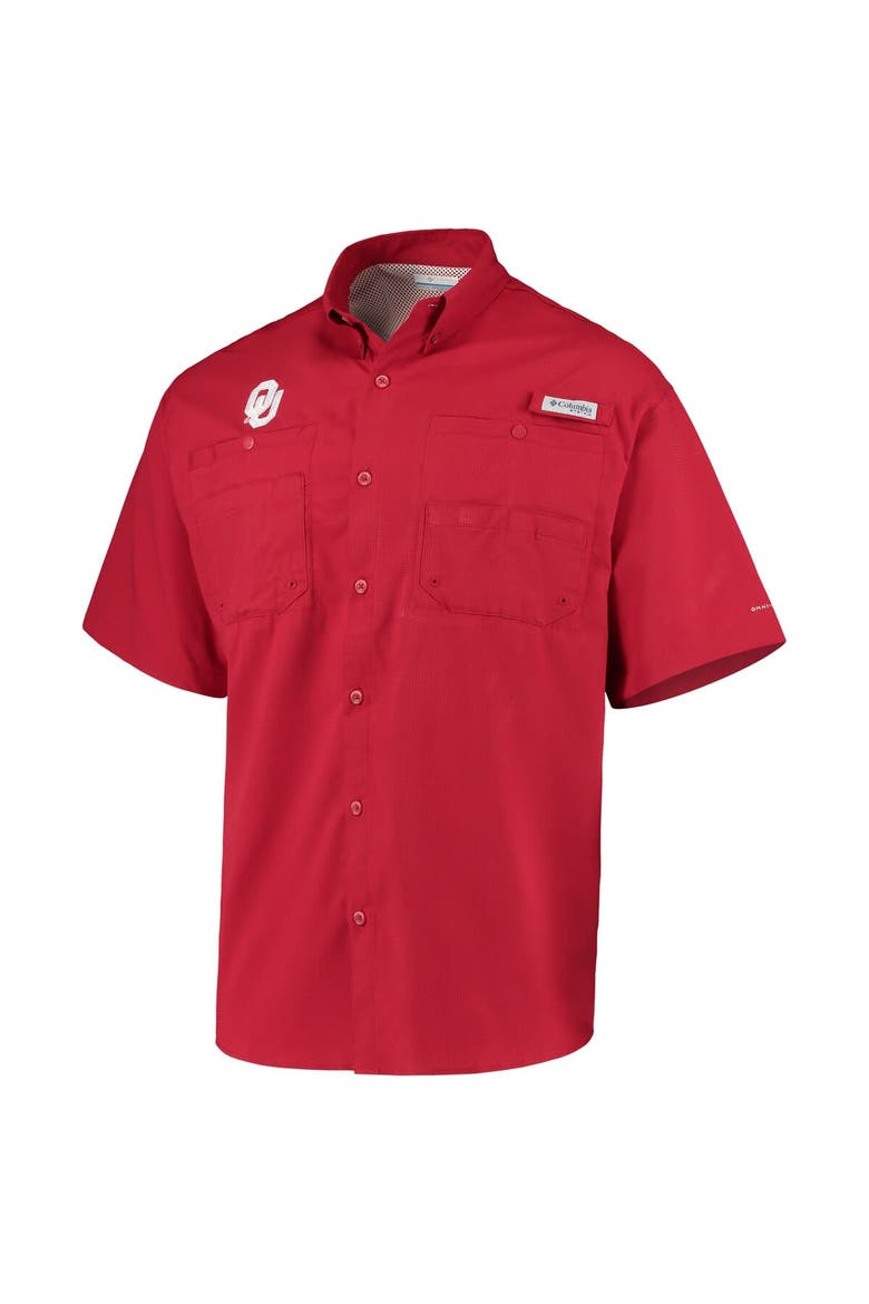 Men's Columbia Crimson Oklahoma Sooners PFG Tamiami Omni-Shade Button-Down Shirt, Alternate, color, Crimson