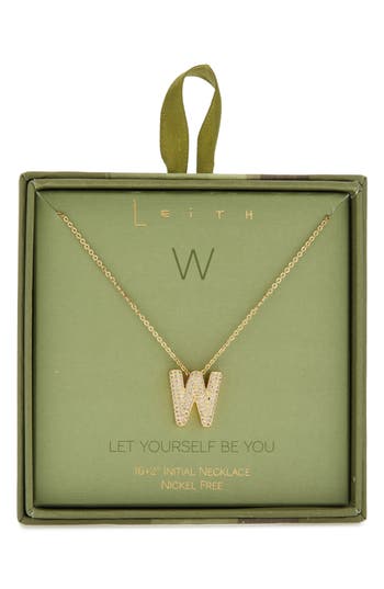 Leith Pavé Cubic Zirconia Initial Pendant Necklace In Green