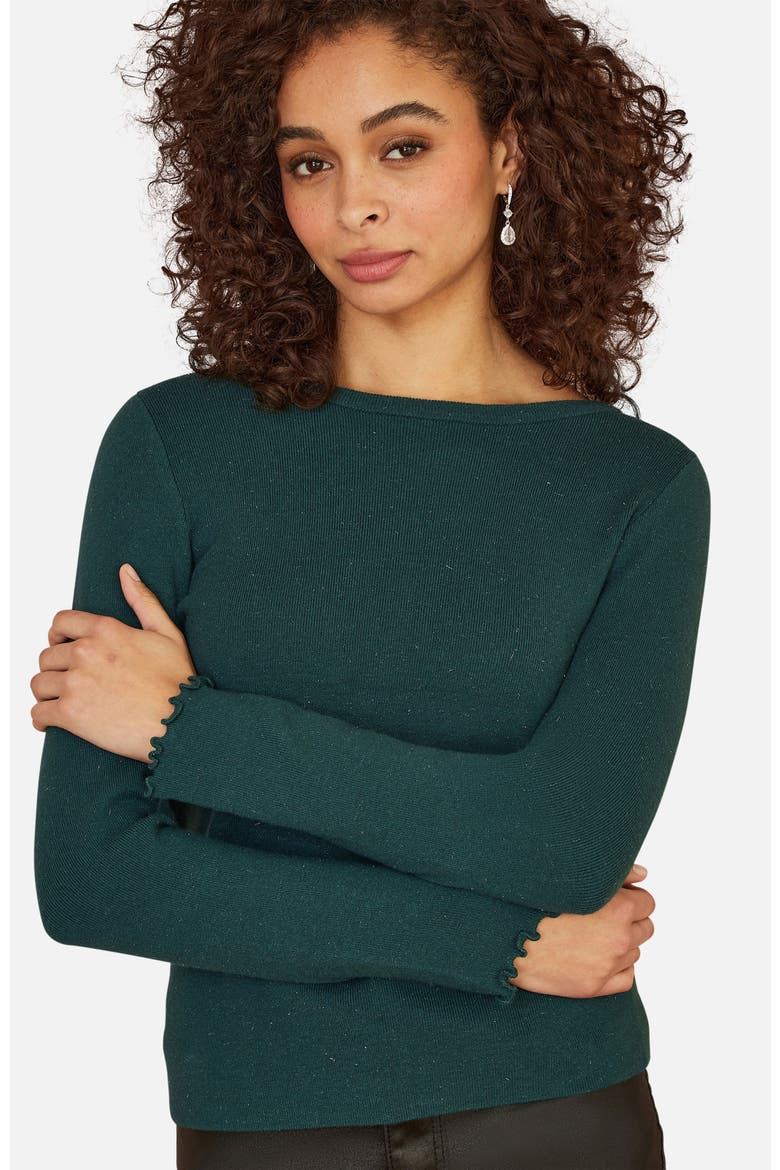Sparkle Long Sleeve Boatneck Knit Jumper, Main, color, Green