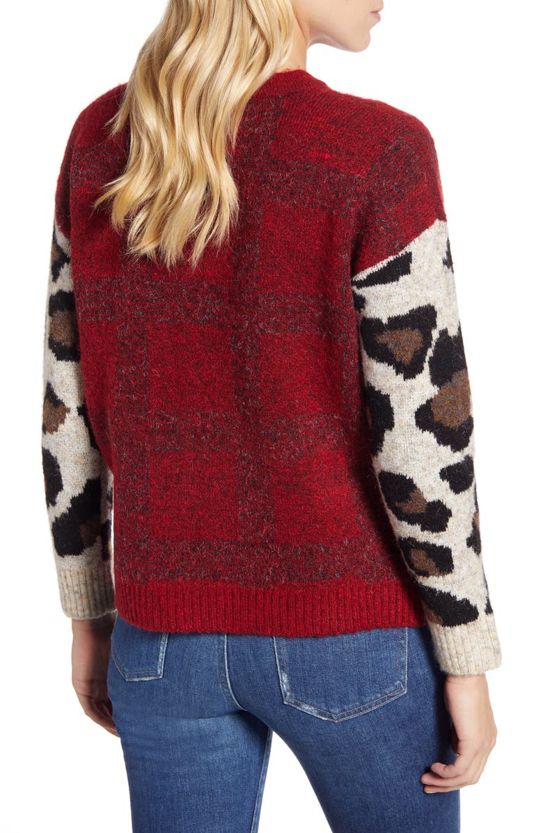 RD Style Leopard Sleeve Sweater, Alternate, color, 