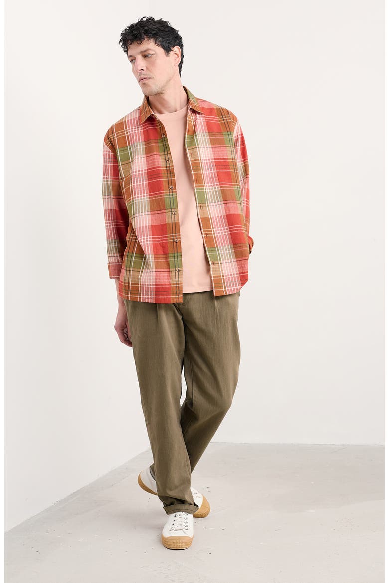 Penmere Plaid Organic Cotton Button-Up Shirt, Alternate, color, TANGERINE MULTI