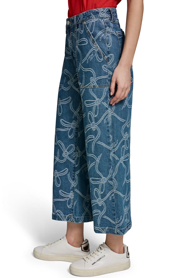 Bow Crop Wide Leg Jeans, Alternate, color, MEDIUM INDIGO