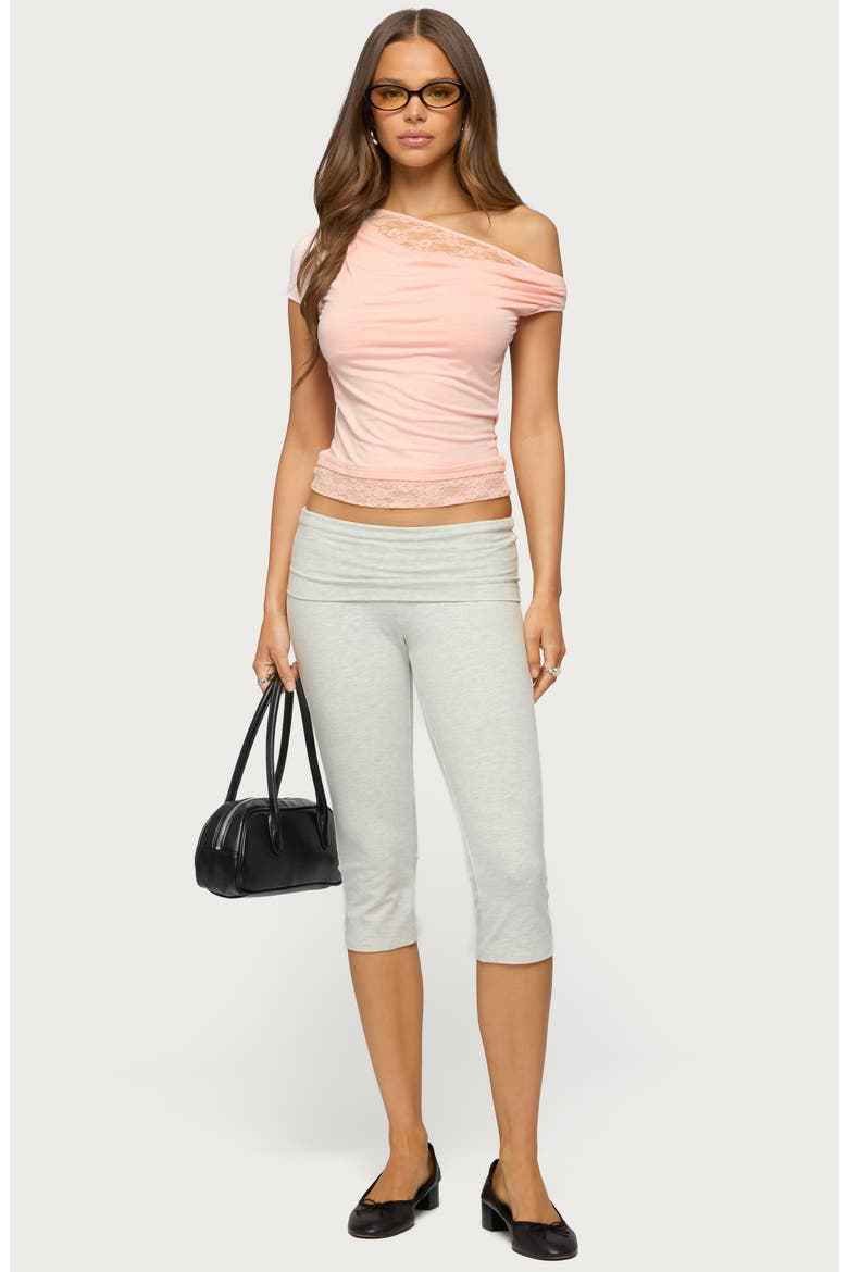 Lacey Layered One-Shoulder Crop Top, Alternate, color, LIGHT-PINK