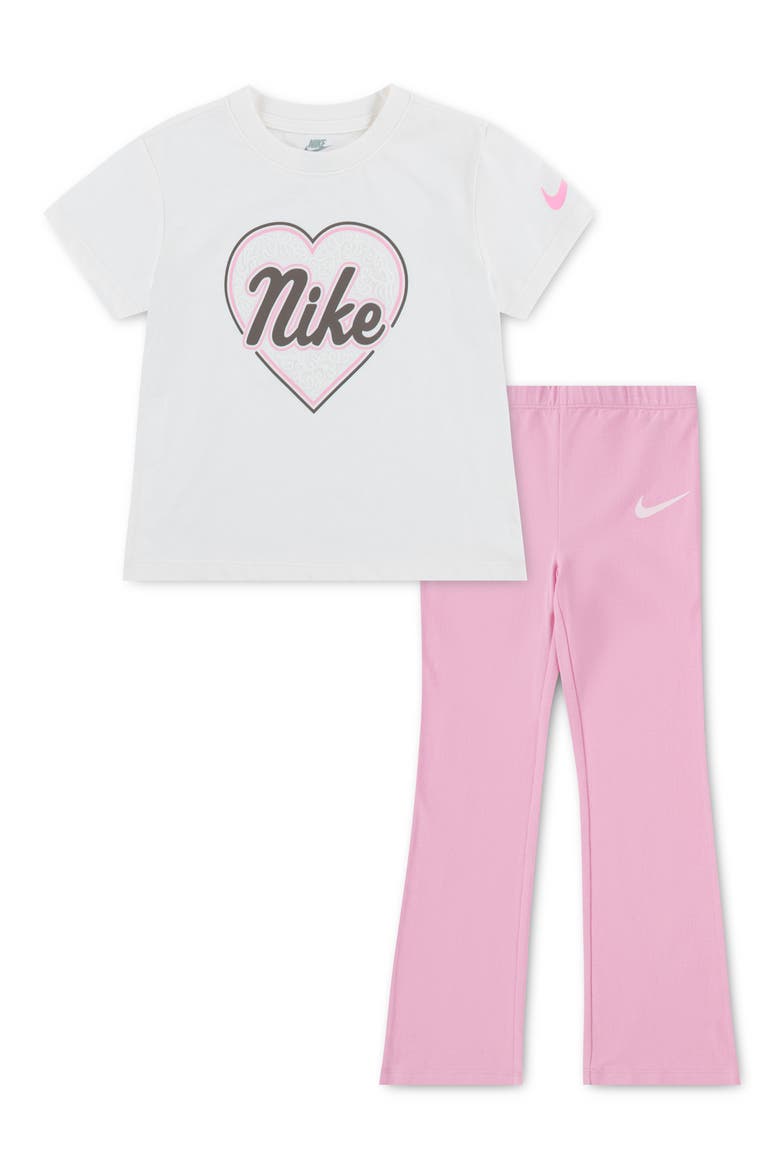 Kids' Juxta Heart Tee & Flare Leggings Set, Main, color, PINK RISE