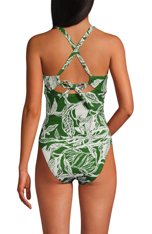 Lands' End Shine Ribbed Tankini Top And High Waisted Bottom Swimsuit Set