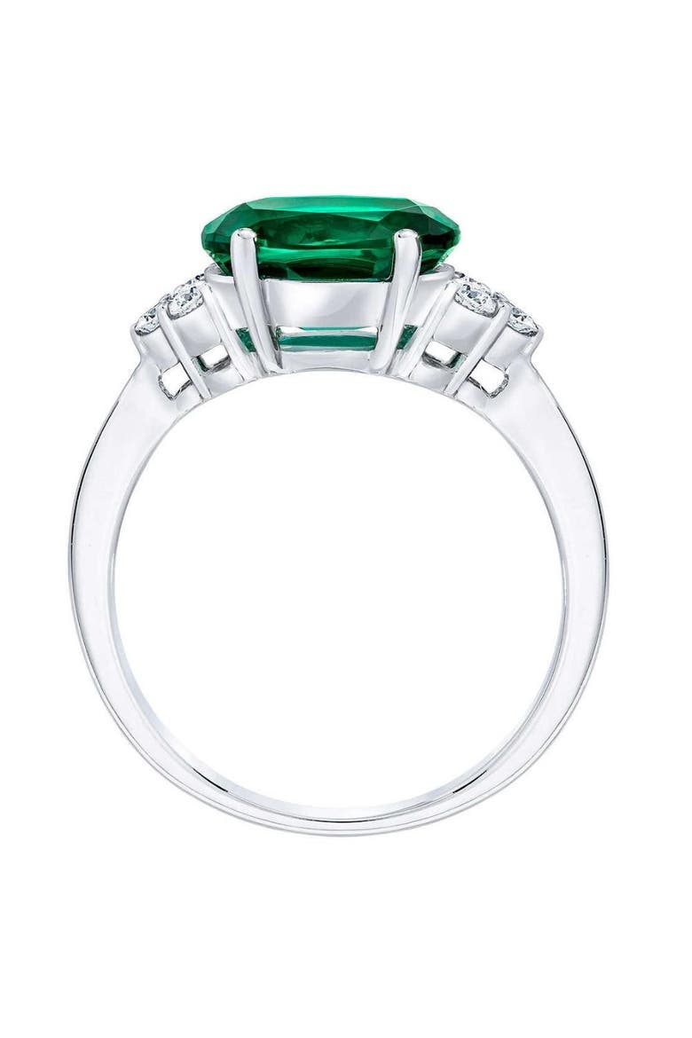 3 1/4Ct Oval Emerald & Lab Grown Diamond Ring in 10k or Gold, Alternate, color, 10k White Gold