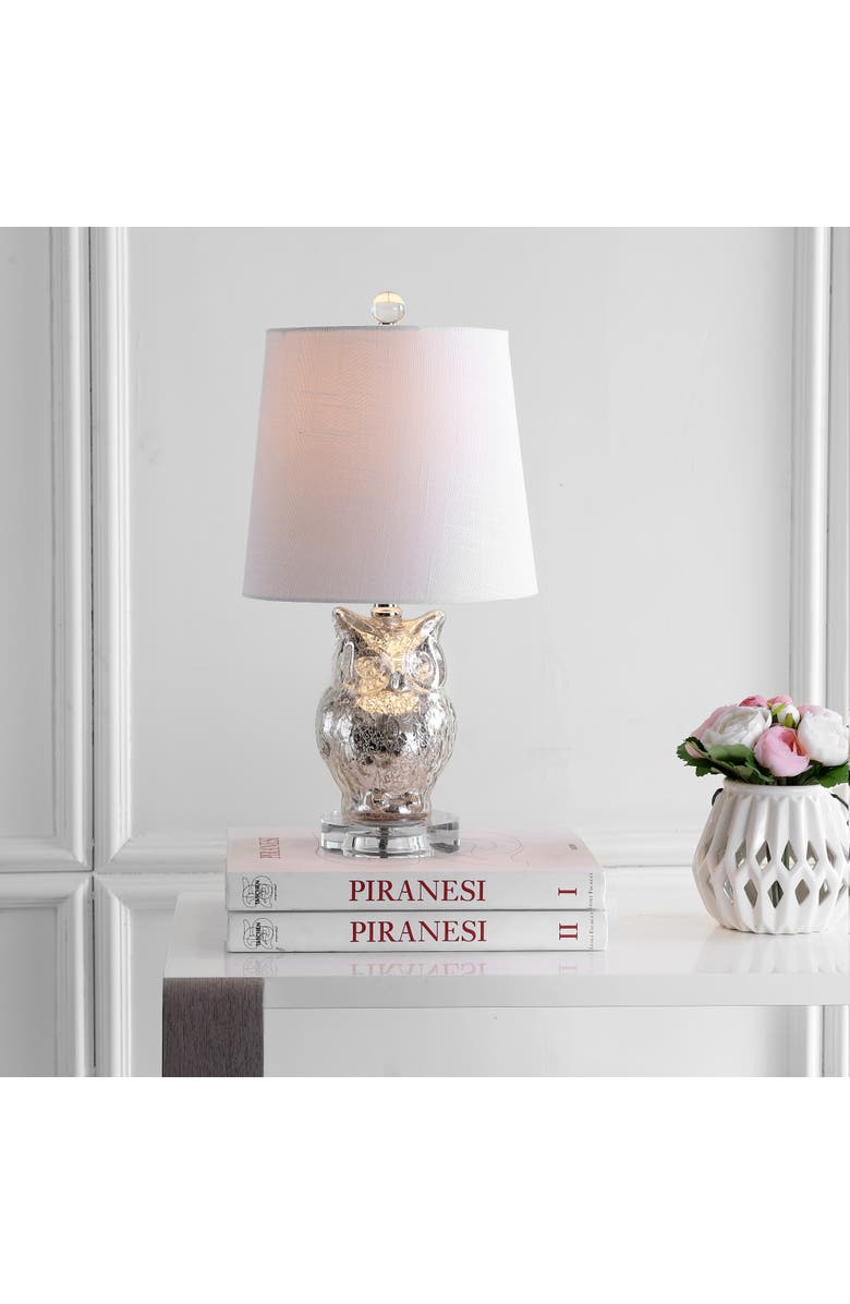 JONATHAN Y Night Glass/Crystal LED Table Lamp, Alternate, color, Silver/Ivory
