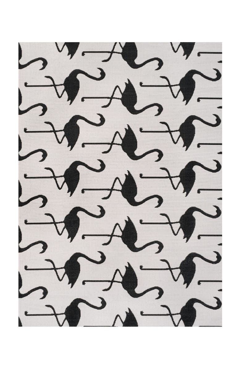 JONATHAN Y Liana Casual Coastal Flamingos Two-Tone Indoor/Outdoor Area Rug, Main, color, White/Black