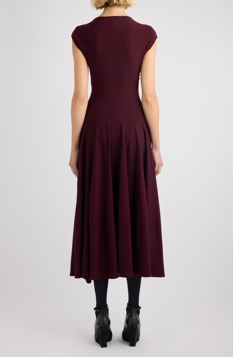 Alaïa Sculpted Virgin Wool Sweater Dress, Alternate, color, Burgundy