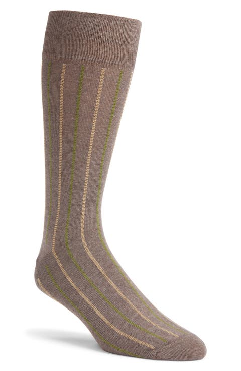 Vertical Stripe Cotton Blend Dress Socks