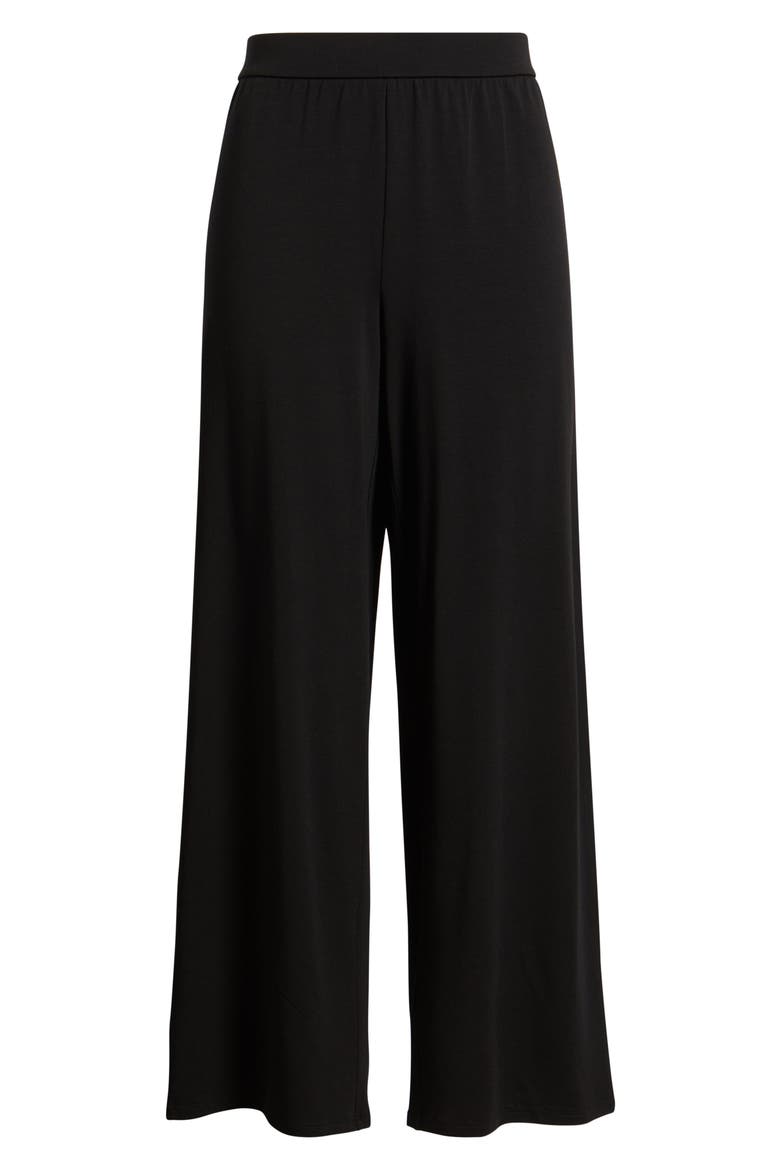 Jersey Ankle Wide Leg Pants, Alternate, color, BLACK