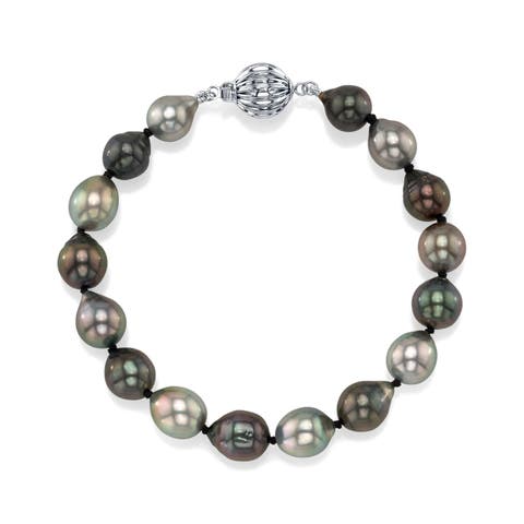 8-9mm Tahitian South Sea Multicolor Drop-Shape Pearl Bracelet - Premier AAAA Quality