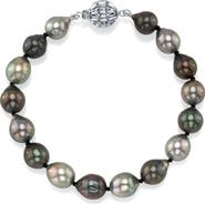 The Pearl Source 8-9mm Tahitian South Sea Multicolor Drop-Shape Pearl Bracelet - Premier AAAA Quality