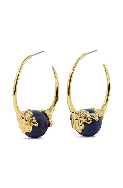 Brut Lapis Hoop Earrings