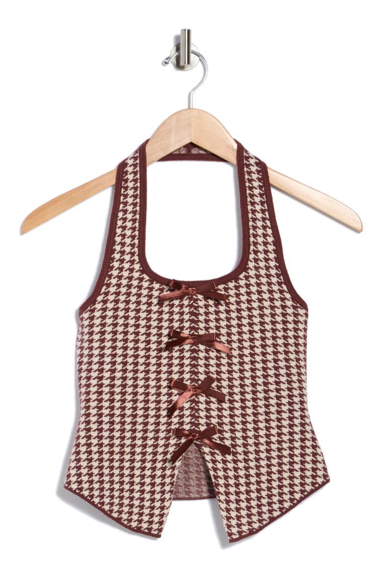 Mia Halter Top, Alternate, color, EGGNOG/ CHOCOLATE
