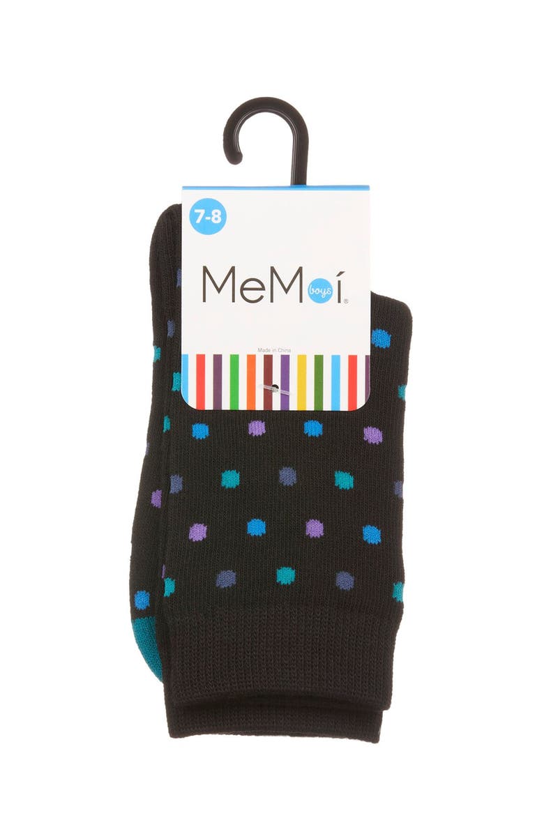 MeMoi Colorful Dot-Patterned Crew Sock, Alternate, color, Black