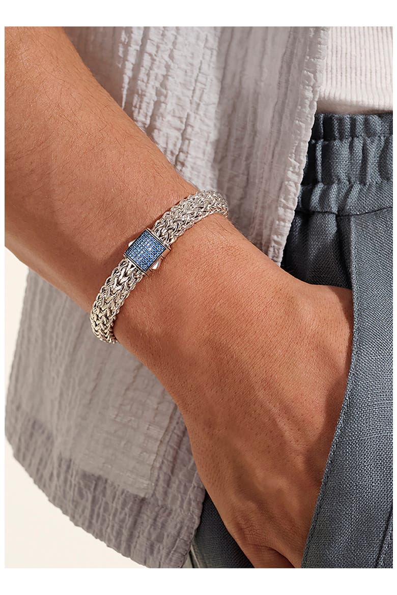 Icon Bracelet, Sterling Silver, Pavé, 10.5mm, Alternate, color, BLUE SAPPHIRE