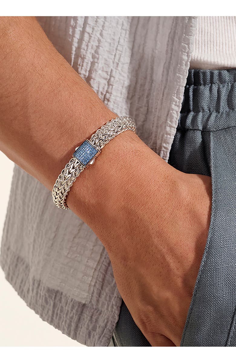 John Hardy Icon Bracelet, Sterling Silver, Pavé, 10.5mm, Alternate, color, Blue Sapphire