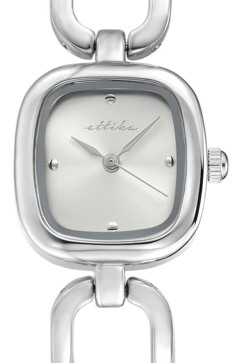 Square Link Bracelet Watch, Alternate, color, VANILLA AND SILVER