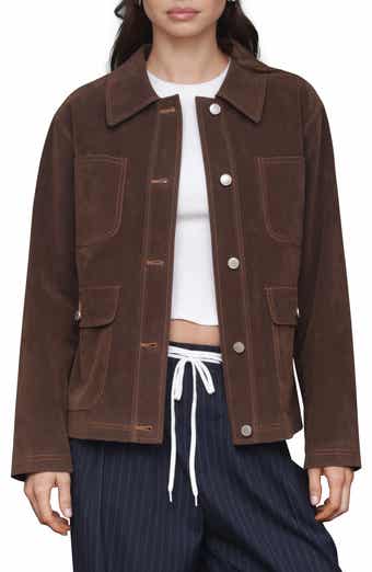 Faux Suede Crop Barn Jacket