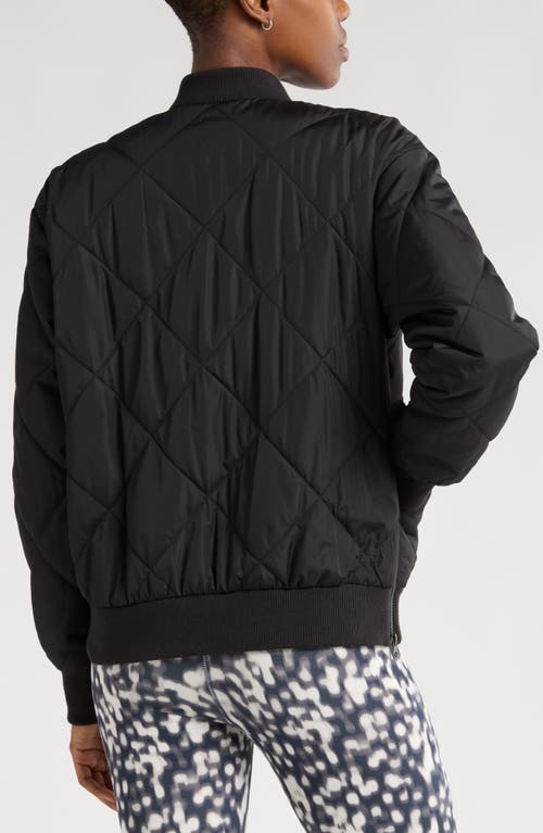 Zella Quilted Zip Bomber Jacket In Black