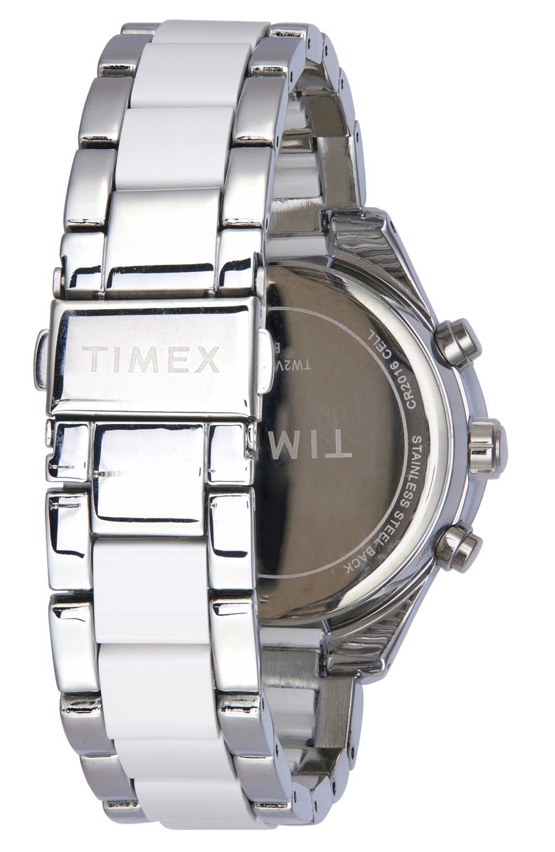 Timex<sup>®</sup> Crystal Bracelet Strap Chronograph Watch, 38mm, Alternate, color, Silver