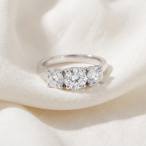 2ct Three Stone Lab Grown Diamond Engagement Ring 14K Gold