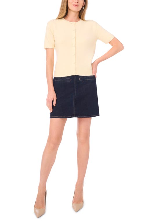 Vince Camuto Covered Button Cardigan In Brown