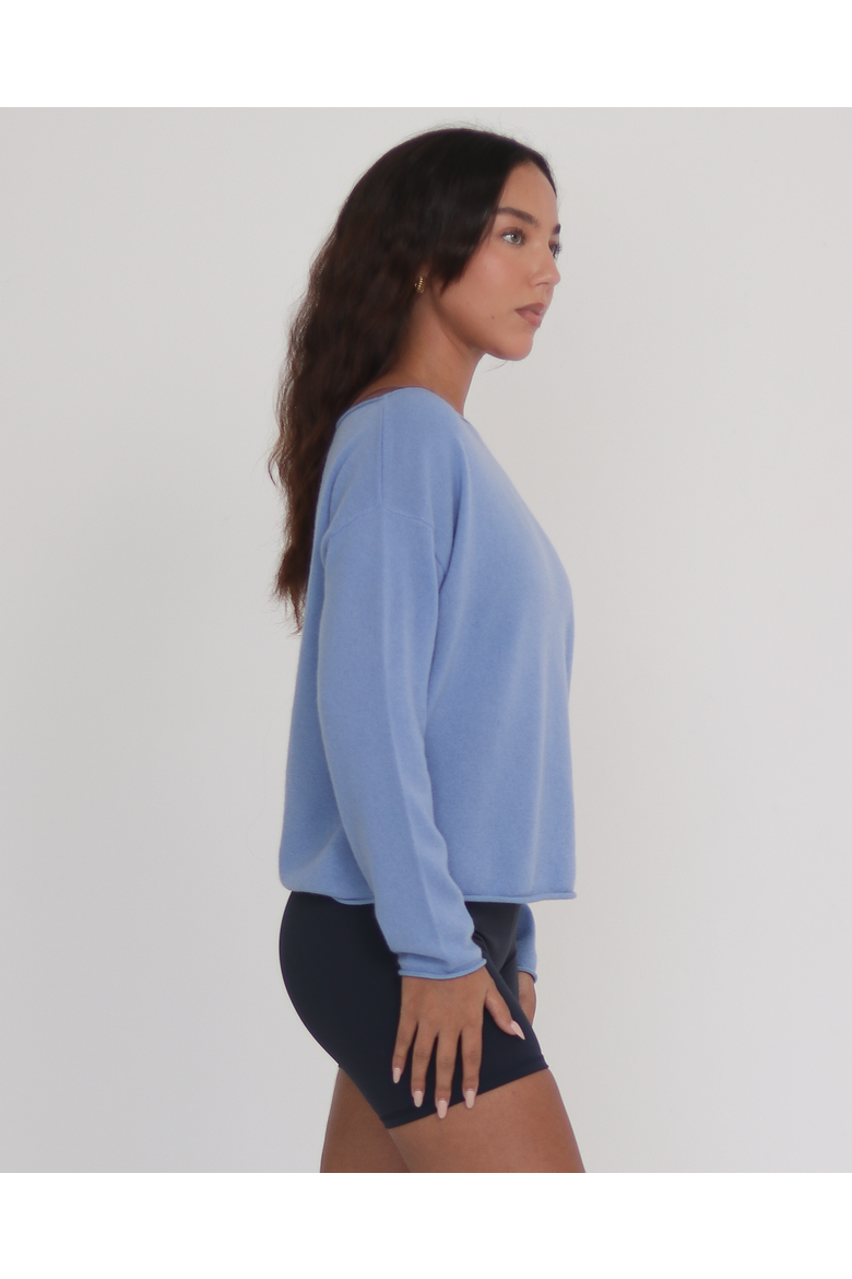 Romy Off Shoulder Cashmere Sweater, Alternate, color, Coastal Blue