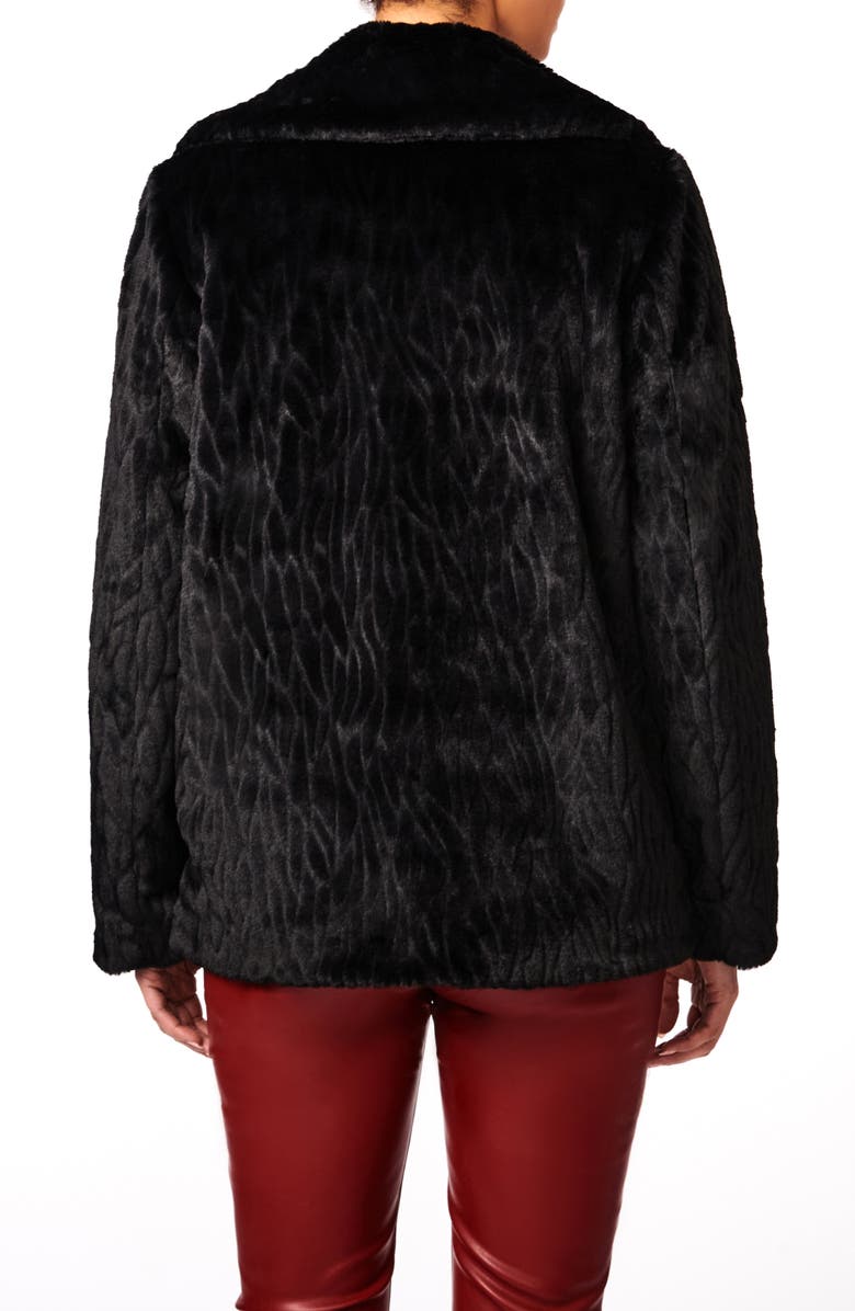 Bernardo Abstract Double Breasted Faux Fur Coat, Alternate, color, Black
