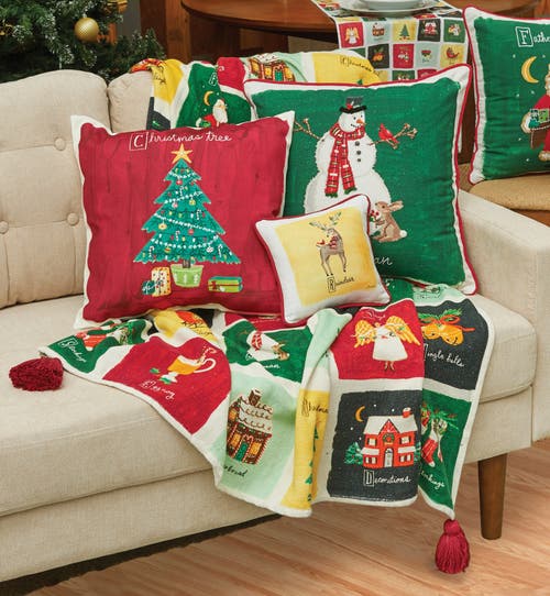 C & F Home C&f Home Father Christmas Alphabet Printed & Embellished Throw Pillow In Green