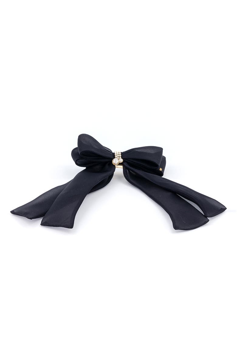Alexandre de Paris Silk Bow Barrette, Main, color, Black