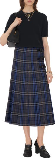 【関税&送料込】Burberry Check Wool Midi Kilt Burberry Check Wool Midi Kilt | Nordstrom