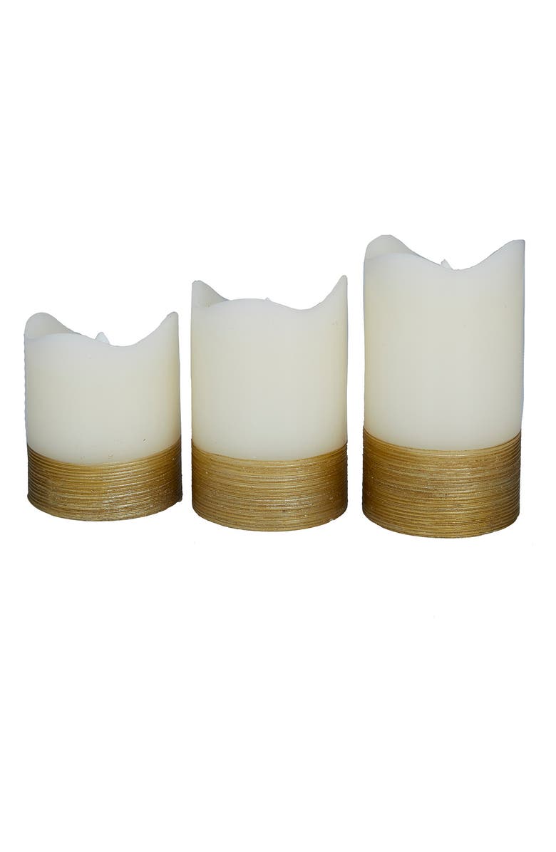 SONOMA SAGE HOME Gold Wax Gold Base Flameless Candle with Remote Control, Alternate, color, 