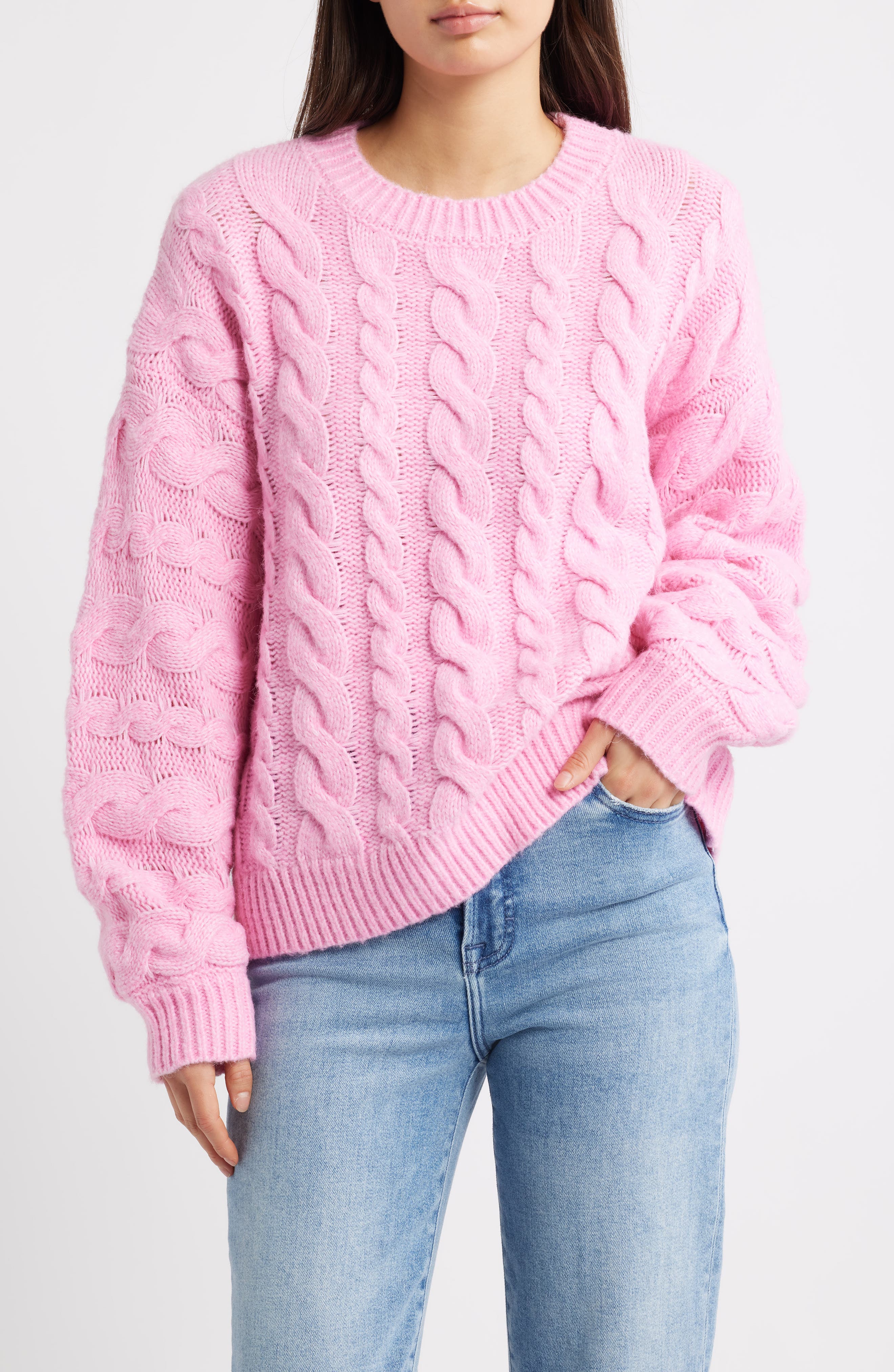 All in Favor Oversize Cable Knit Sweater