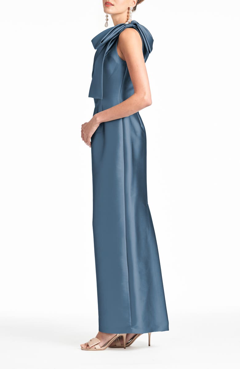 Sachin & Babi Bonnie Bow Shoulder Gown, Alternate, color, Steel Blue