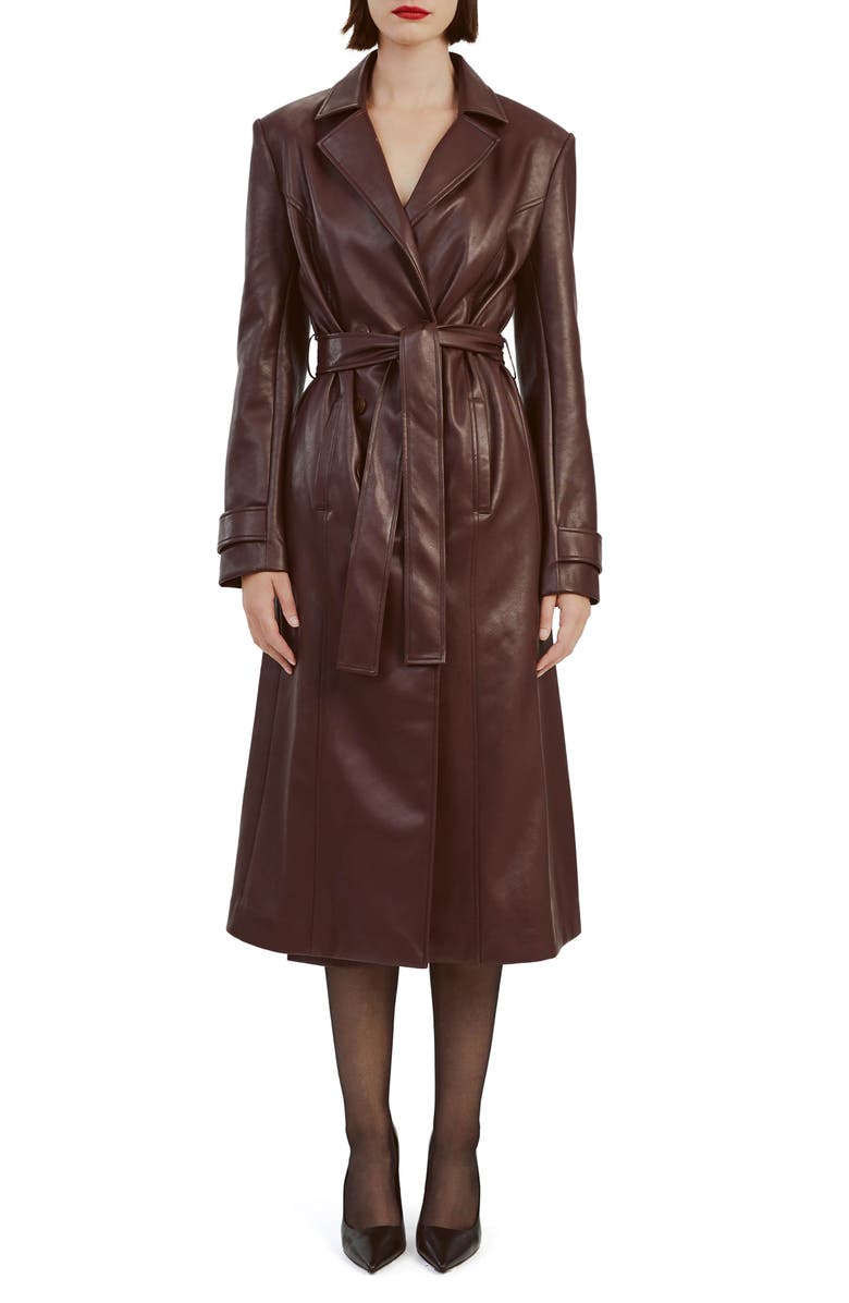 Bardot Faux Leather Trench Coat, Main, color, 