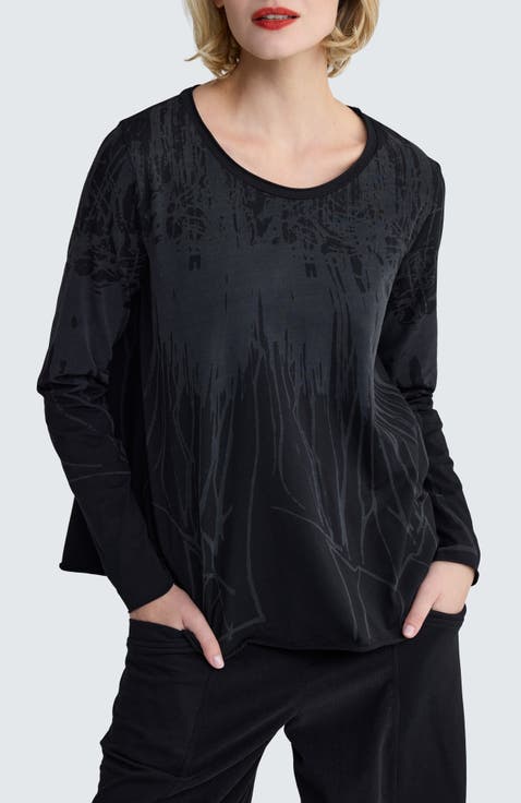 Selene Laser-Burn Jersey Blouse