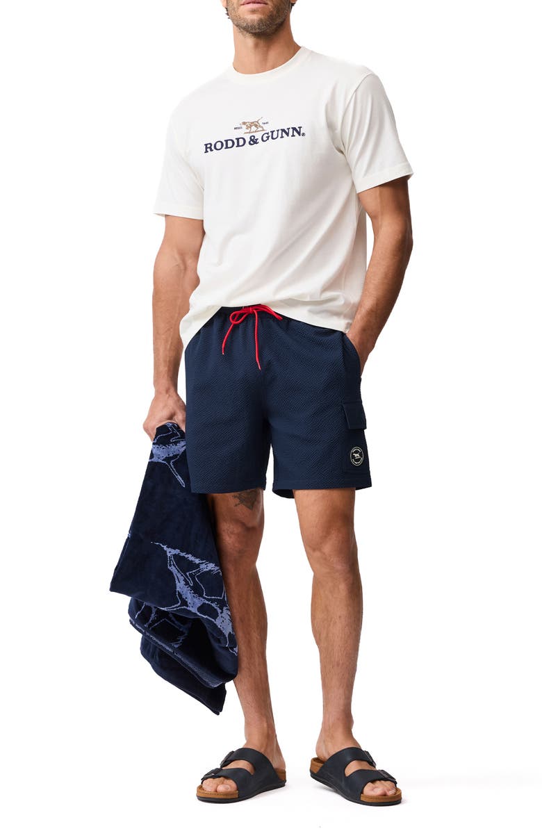Rodd & Gunn Winterton River Seersucker Swim Trunks, Alternate, color, Navy