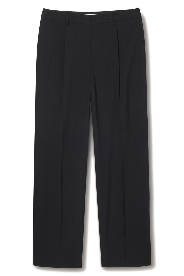 Pleated Semi Wide Slacks, Main, color, BLACK