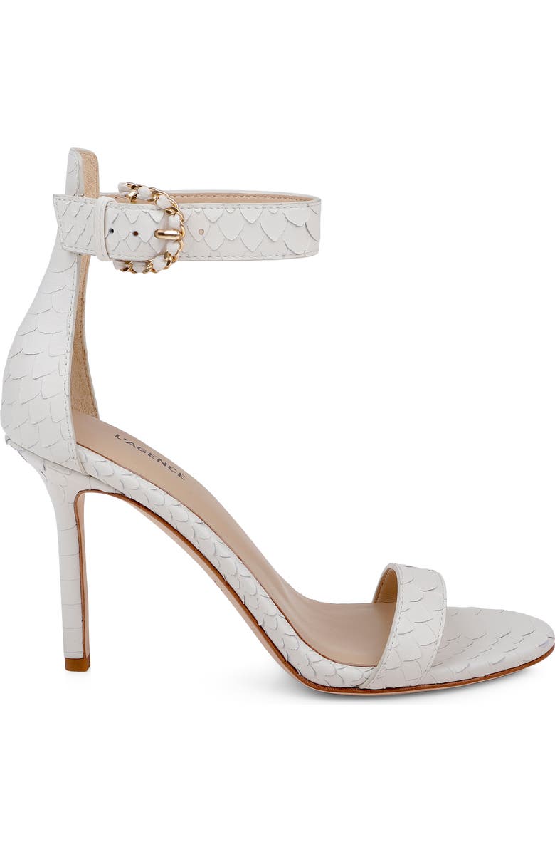 L'AGENCE Gisele Ankle Strap Sandal, Alternate, color, White Snake