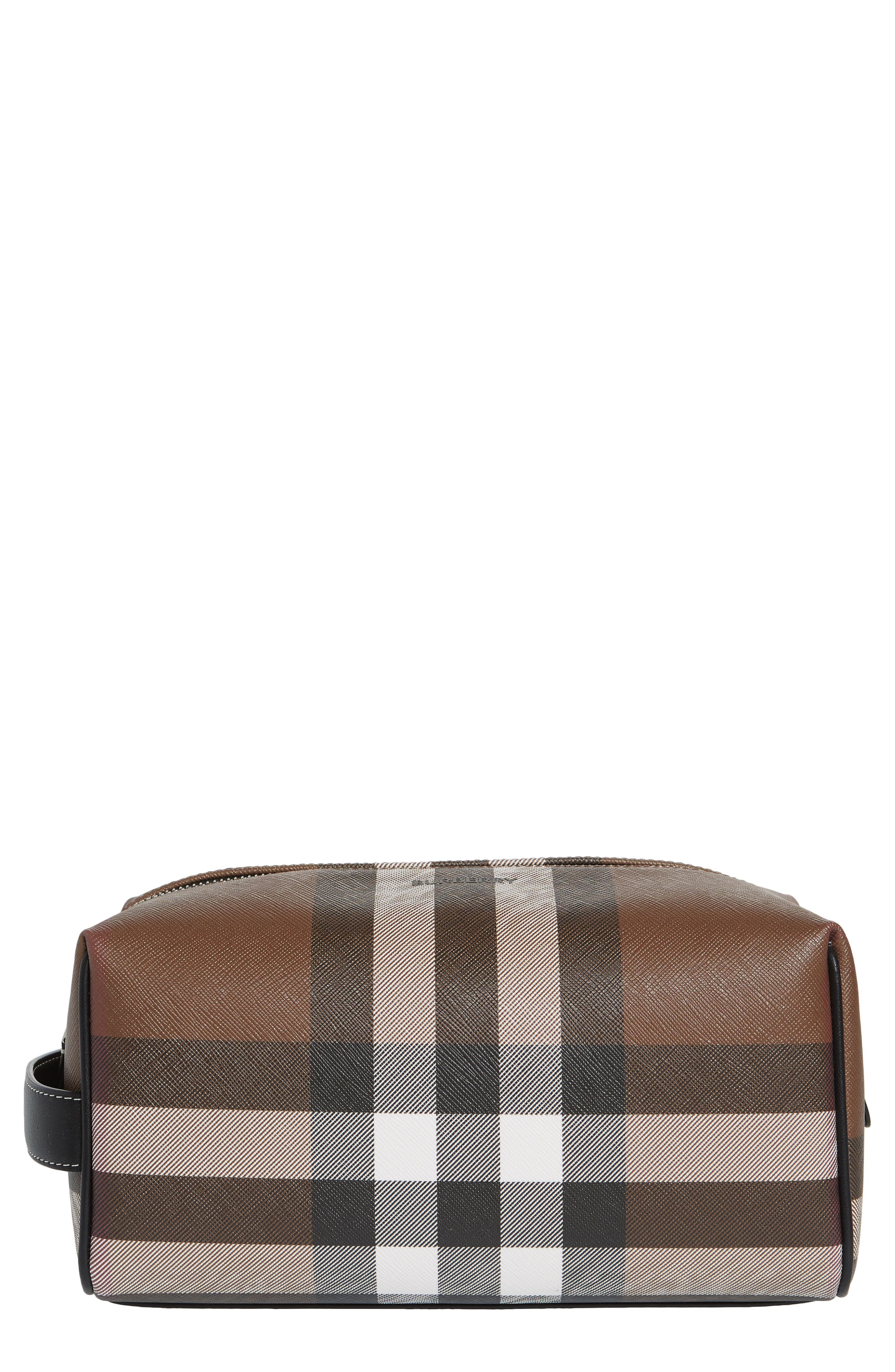 Burberry Check Dopp Kit, Main, color, 