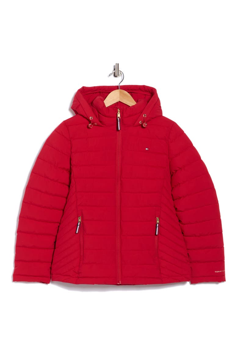 Stretch Water Resistant Quilted Jacket, Alternate, color, CRIMSON